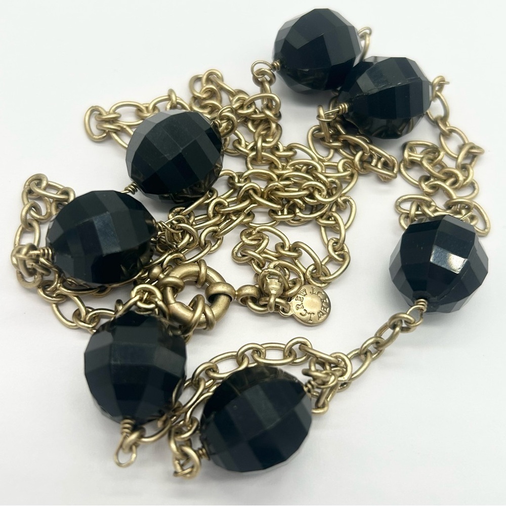 J. Crew Black Faceted Station Necklace